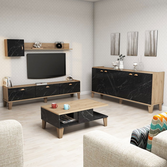 Hanah Home Sumer 2 Conjunto de Muebles de Salón Roble y Mármol Hanah Home Sumer 2 Conjunto de Muebles de Salón Roble y Mármol